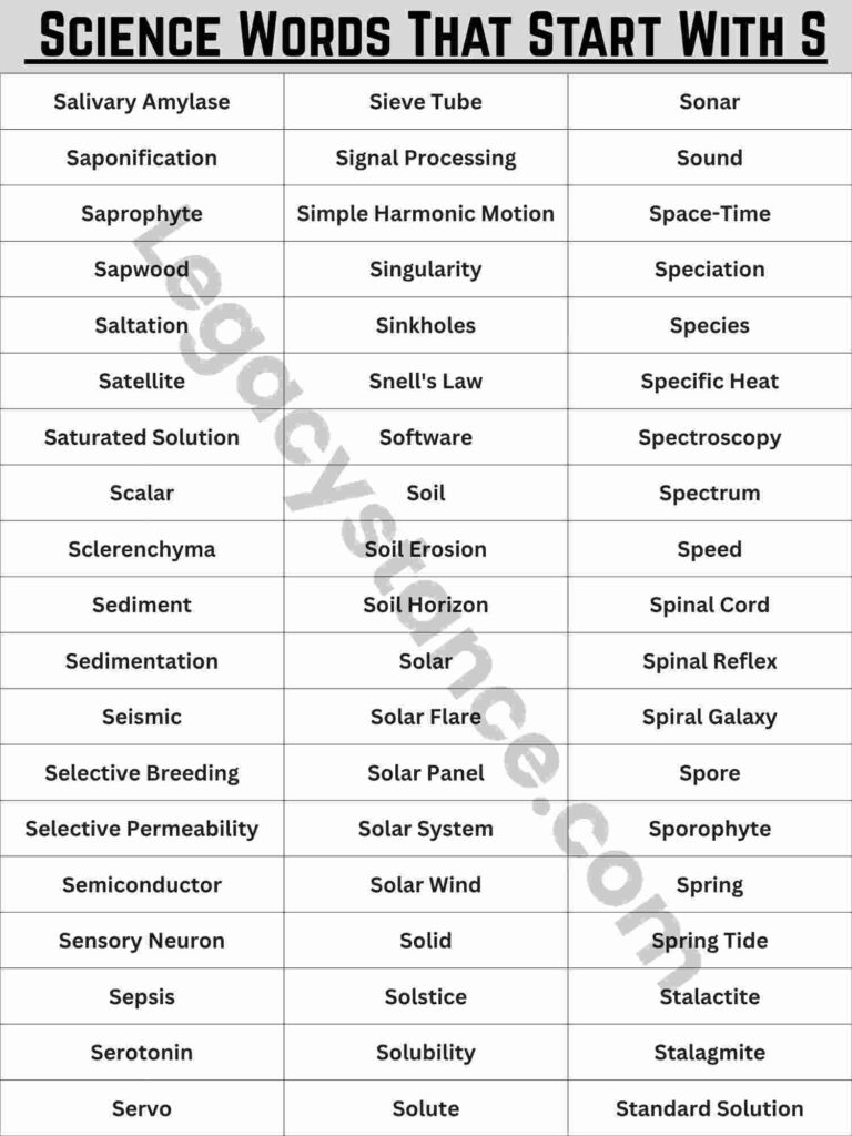 Complete Reference List — 115+ Science Words That Start With S