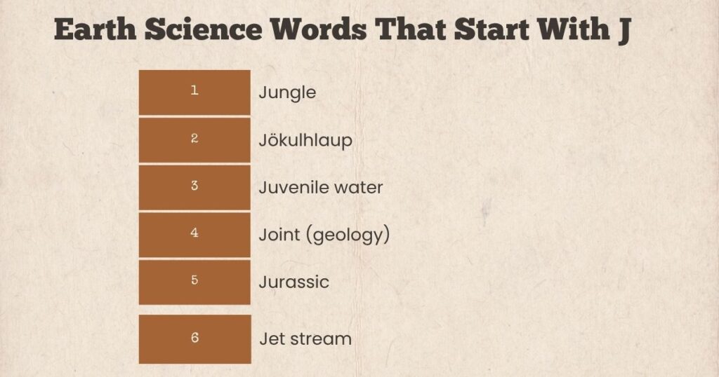 Earth Science Words That Start With J