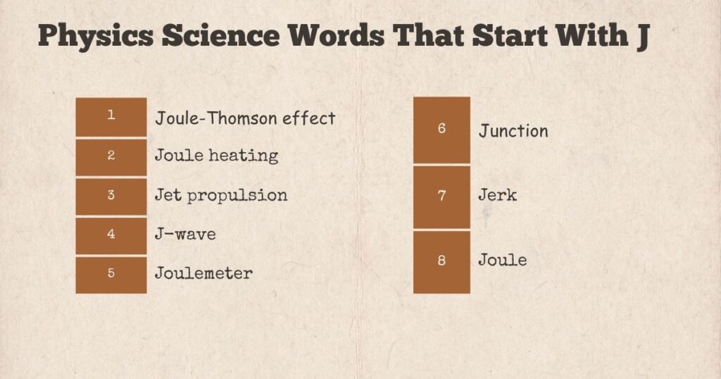 Physics Science Words That Start With J