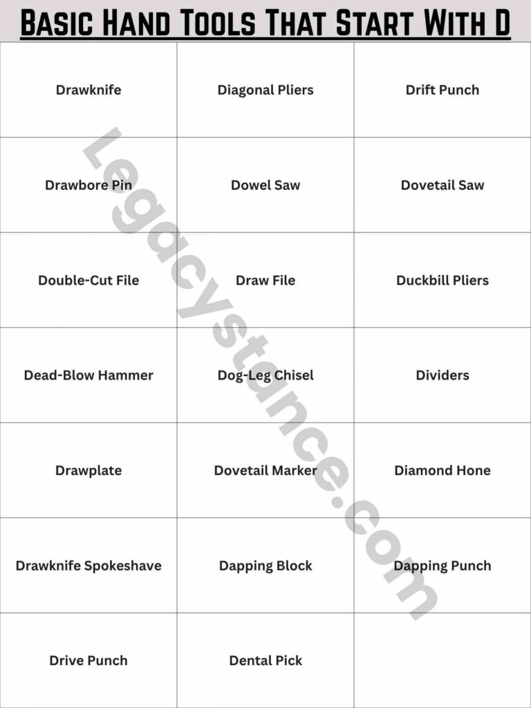 Basic Hand Tools That Start With D