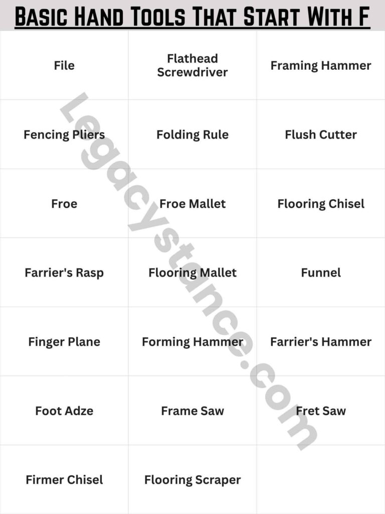Basic Hand Tools That Start With F
