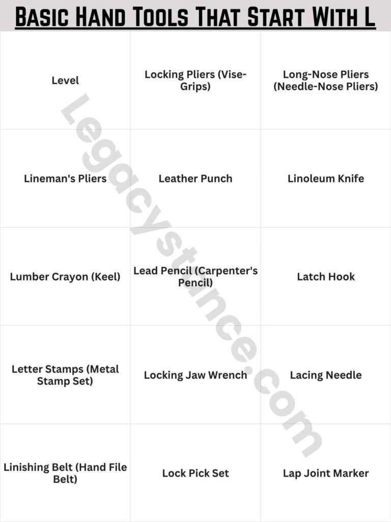 Basic Hand Tools That Start With L