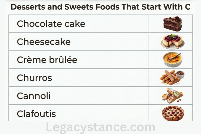 Desserts and Sweets Foods That Start With C