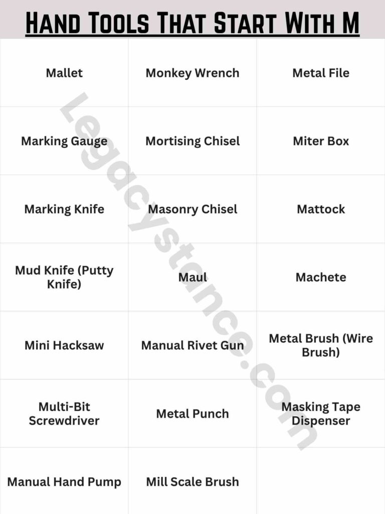 Hand Tools That Start With M