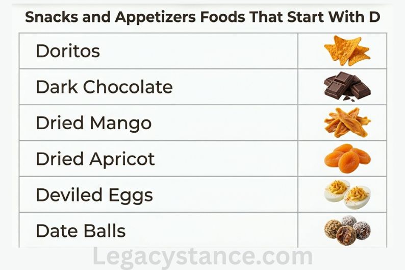 Snacks and Appetizers Foods That Start With D