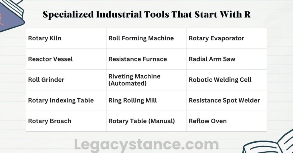 Specialized Industrial Tools That Start With R