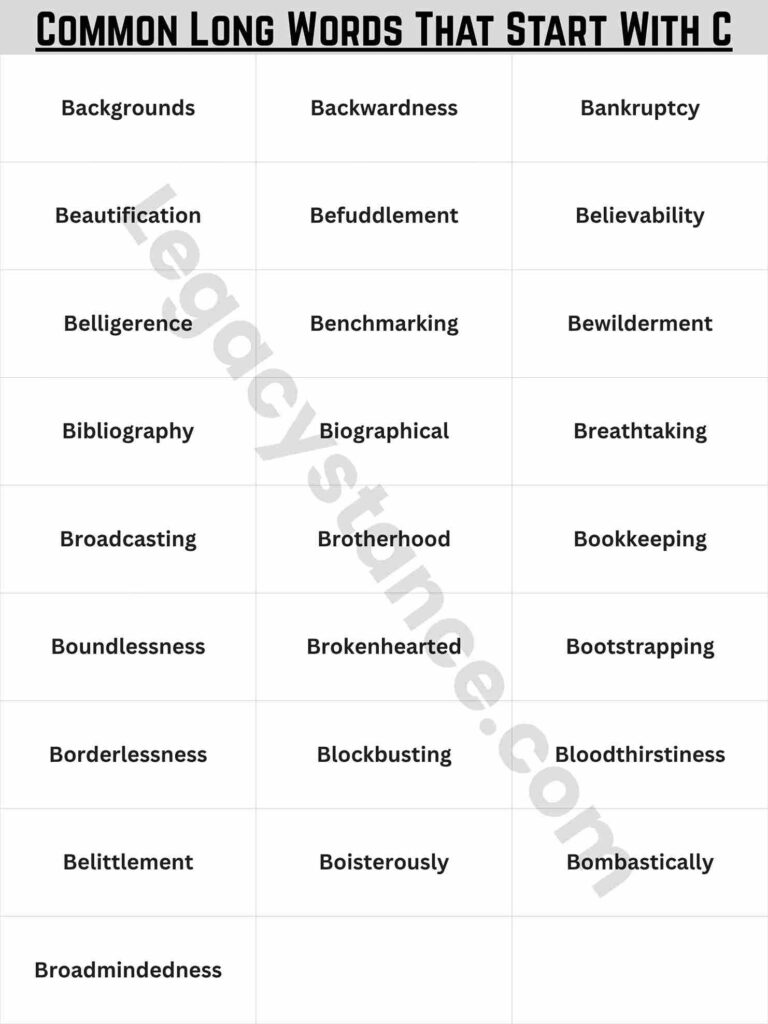 Common & Everyday Long Words That Start With B
