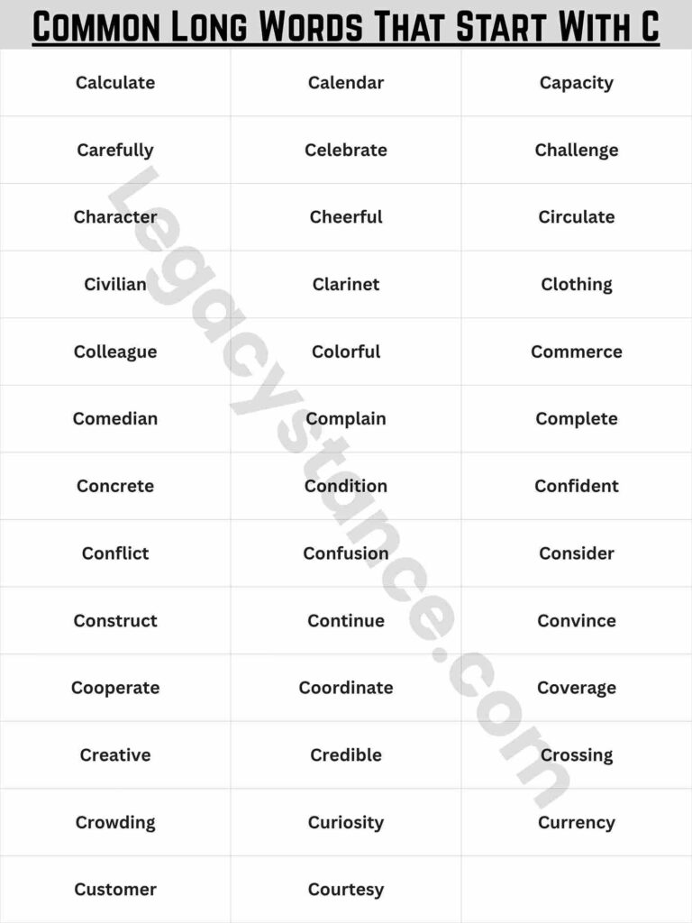 Common Long Words That Start With C