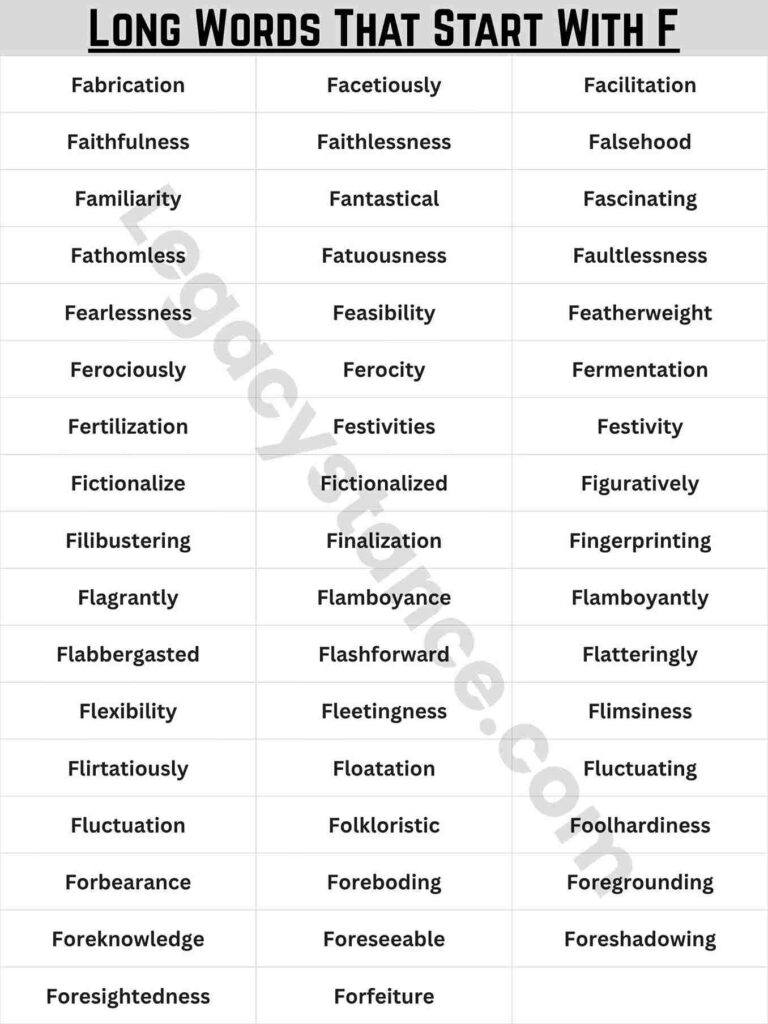 Complete List of 105+ Long Words That Start With F
