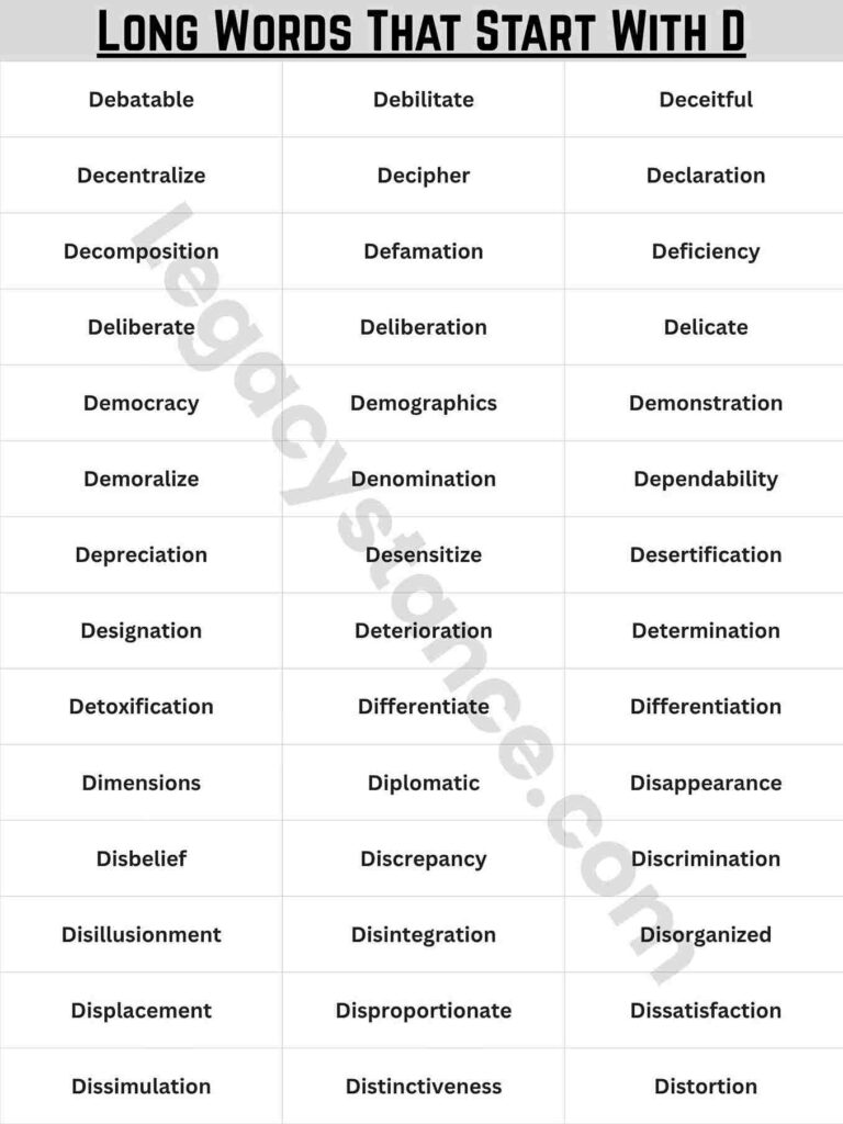 Complete List of 110+ Long Words That Start With D