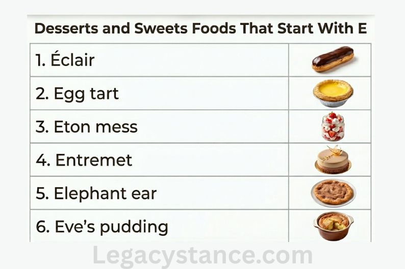 Desserts and Sweets Foods That Start With E