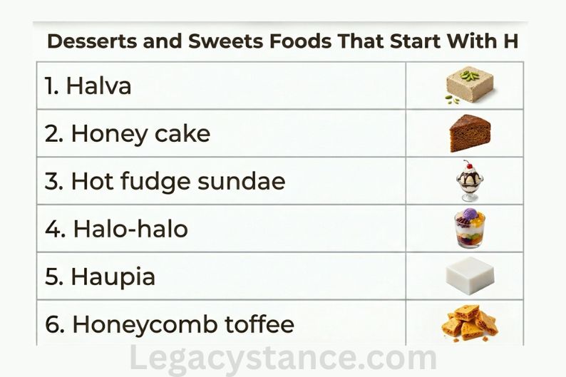 Desserts and Sweets Foods That Start With H