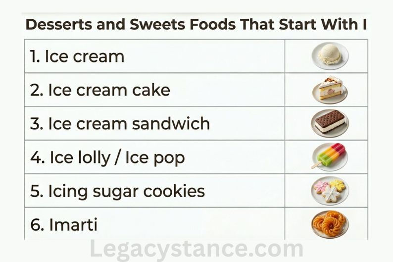 Desserts and Sweets Foods That Start With I