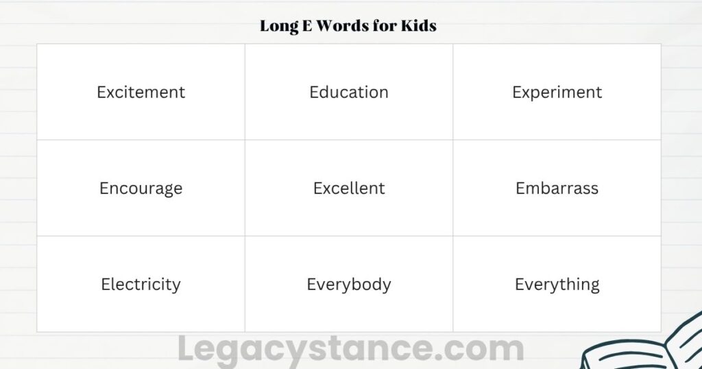 Long E Words for Kids