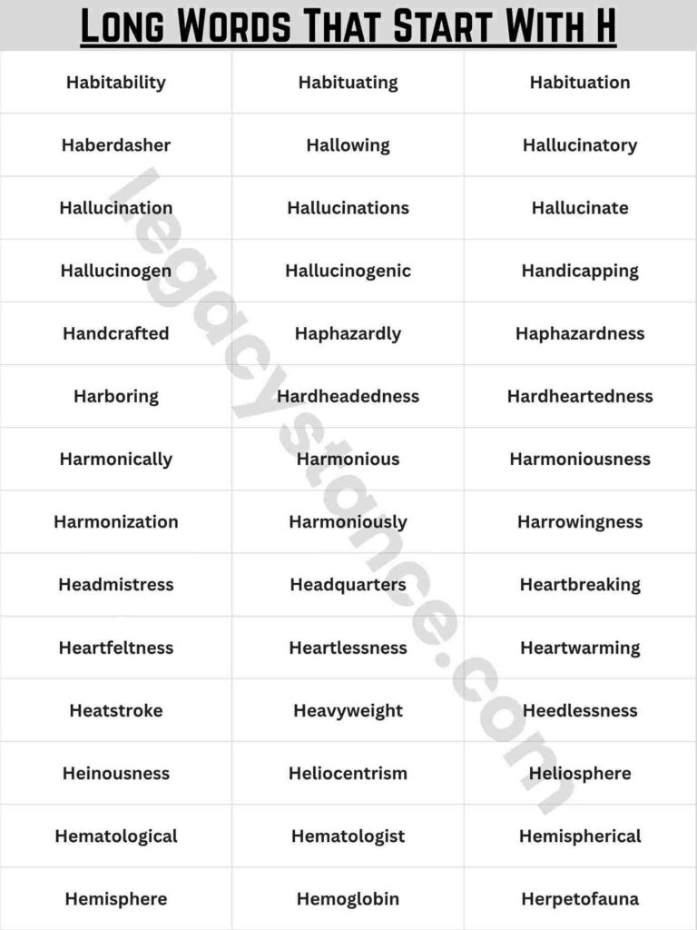 Master List: 120+ Long Words That Start With H