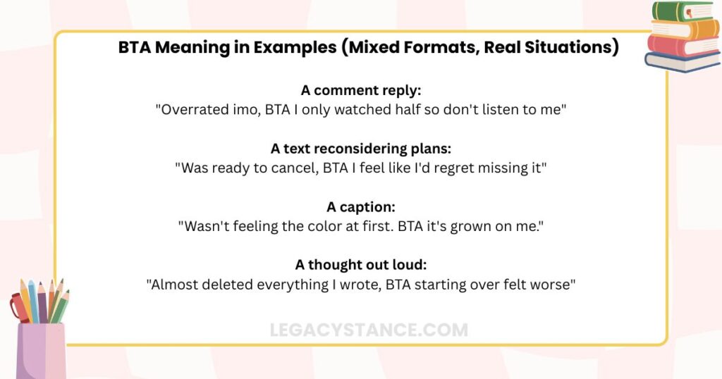 BTA Meaning in Examples (Mixed Formats, Real Situations)