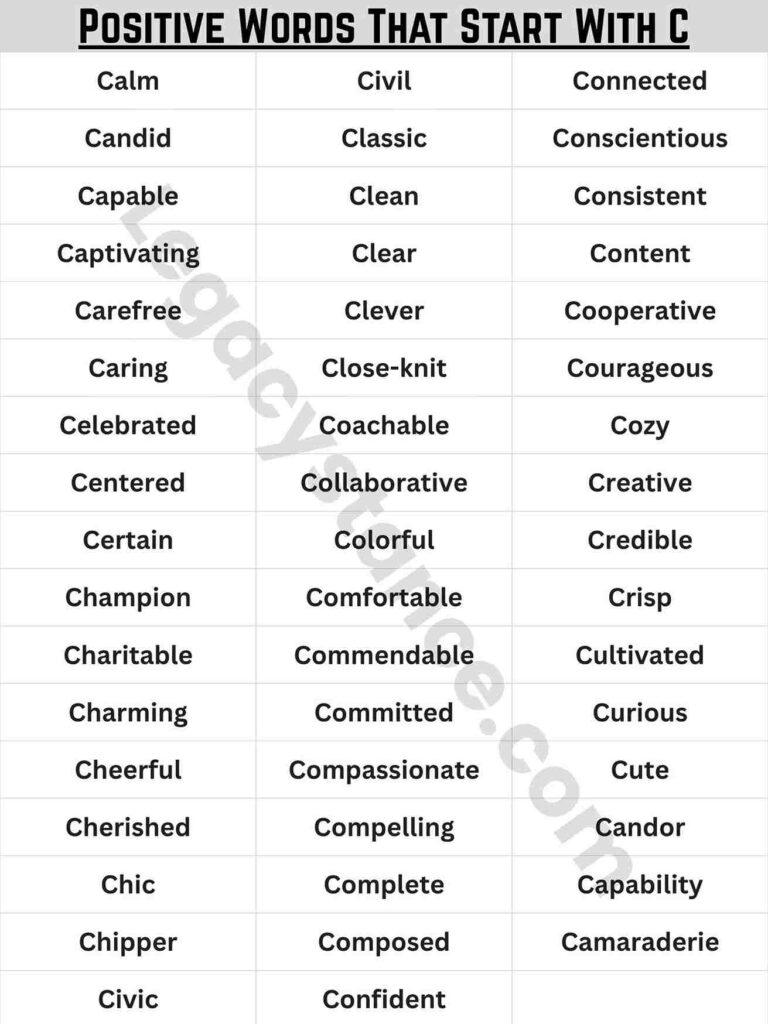 Complete List: 90+ Positive Words That Start With C