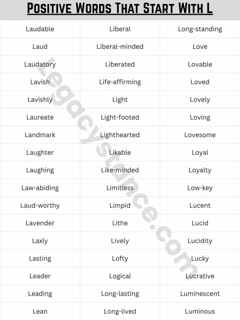 Complete List of 140+ Positive Words That Start With L