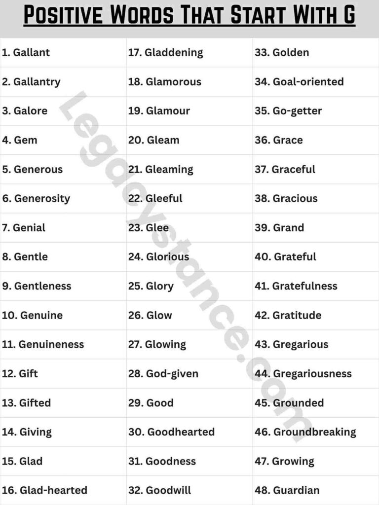 Complete List of 60+ Positive Words That Start With G
