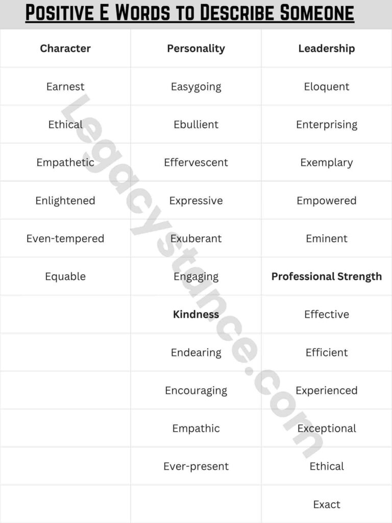 Positive E Words to Describe Someone