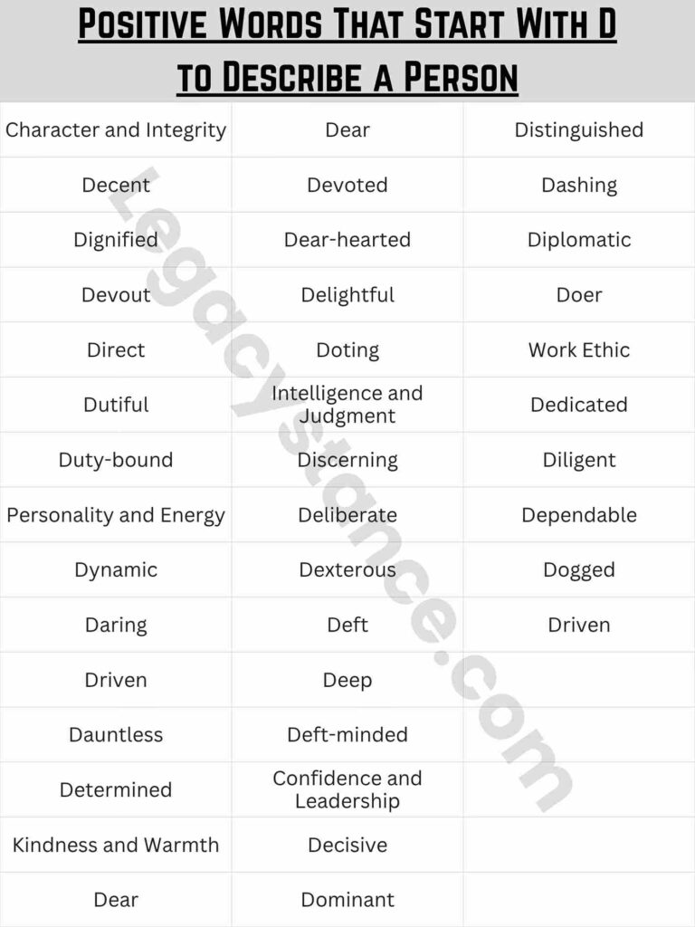 Positive Words That Start With D to Describe a Person