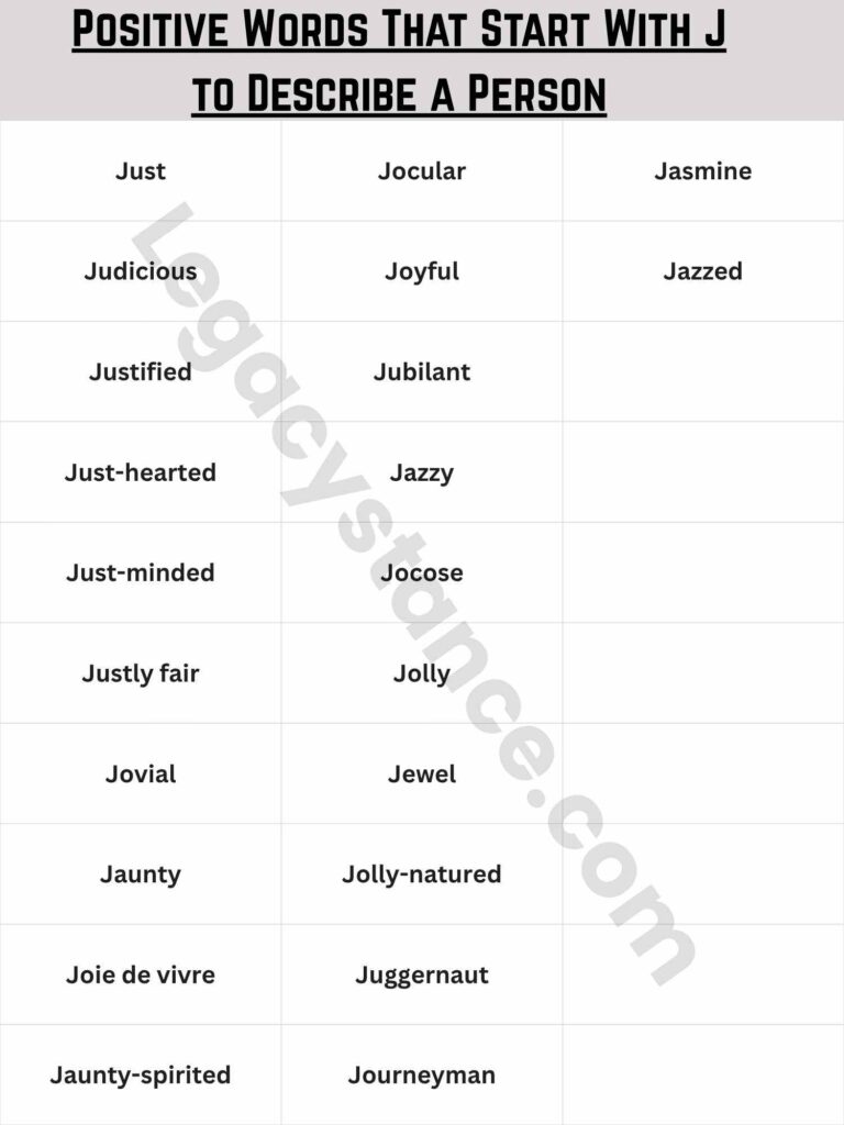 Positive Words That Start With J to Describe a Person