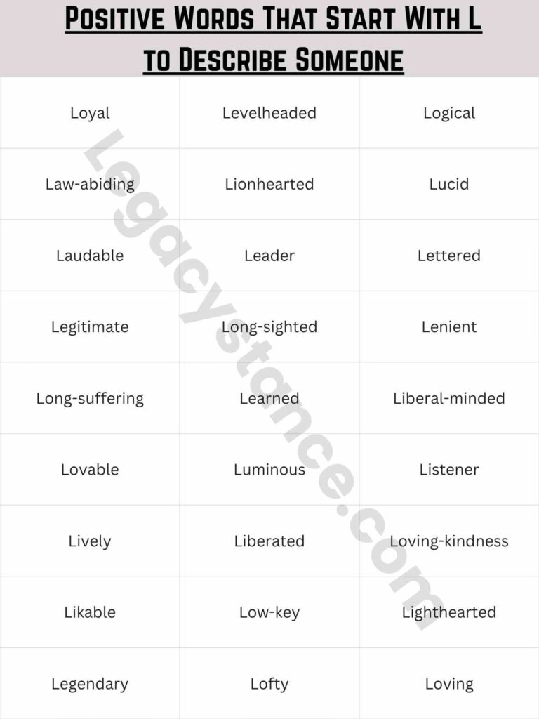 Positive Words That Start With L to Describe Someone